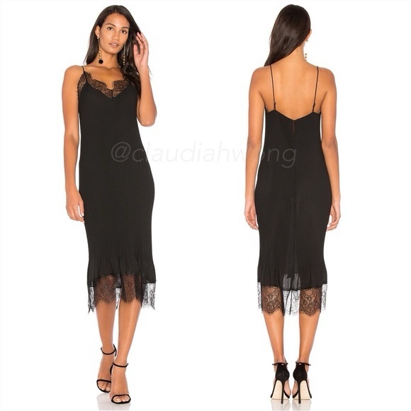 DELFI collective lace trim slip style black dress size small - Picture 2 of 9